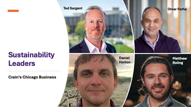 portrait collage of four Northwestern University faculty members